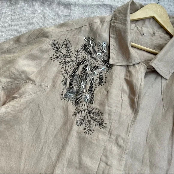 Beige Embellished Shirt - Picture 3 of 8